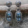 Bail Sterling Silver & 18K Gold Blue Topaz Post Earrings - OutOfAsia